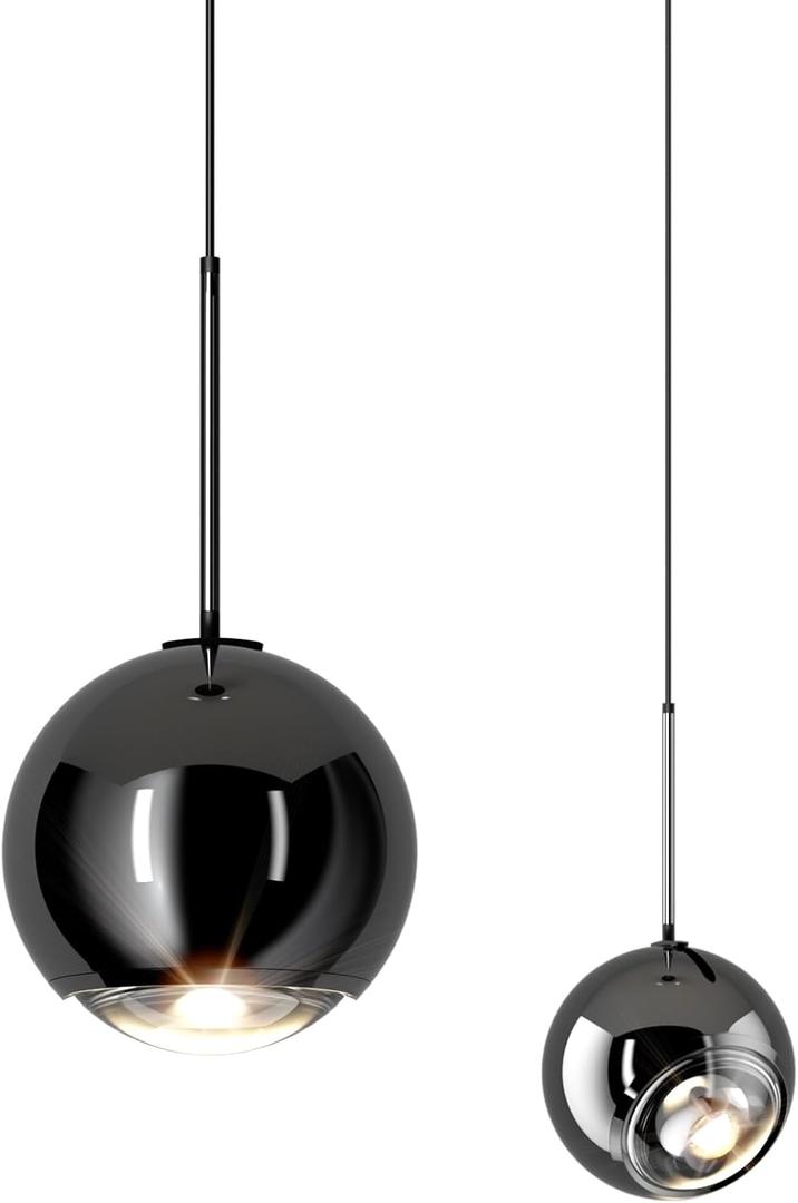 ziidoo Modern Black Pendant Light Globe Chandelier,90 Degree Rotation Arbitrarily Adjustable Electroplate Hanging Lamp for Kitchen Island Bedroom LED Ceiling Lights Fixture Small Round Dining Room