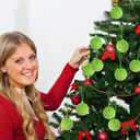 12Pcs Lime Green Christmas Ornaments Furry Ball Christmas Tree Decorations Faux Fur Balls Hanging Decor Xmas Home Party Supplies