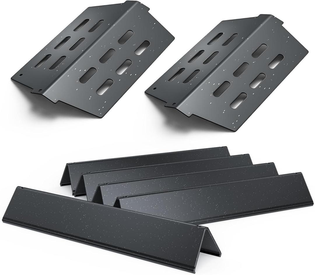 Genesis Grill Parts for Weber Genesis 300 Series with Front Control Knob, Genesis E320 E330 S310 S320 S330, 17.5" Porcelain Steel Flavorizer Bars and Heat Deflectors Replacement for Weber 7620 7621