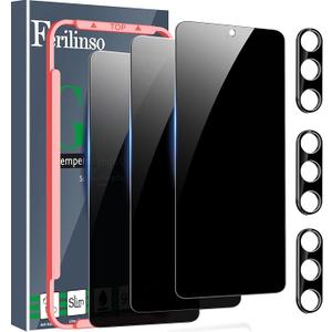 Ferilinso 3 Pack Privacy Screen Protector for Samsung Galaxy S26 Plus with 3Pack Tempered Glass Camera Lens Protector Phone Case Friendly Accessories Protector de Pantalla for Samsung S26 Plus