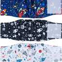 Pet Soft Dog Belly Band - 3 Packs Reusable Dog Diapers Male Doggy Diapers Wraps - Washable Dogs Belly Bands for Male Dogs (Space, XXL)