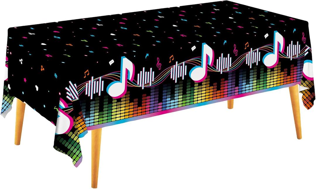 Gatherfun Music Party Disposable Tablecloth, Plastic Table Cover for Music Themed Birthday Party, 3 PCS, 54x108