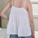 SHENHE Women's Summer Ruffle Hem Babydoll Tank Top Spaghetti Strap Tiered Peplum Camisole (White, S)