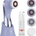 Facial Cleansing Brush Face Scrubber Exfoliator Rechargeable IPX7 Waterproof Electric Spin Cleanser Device for Exfoliating, Massaging and Deep Cleansing Removing Blackhead, Face Massaging (Purple)