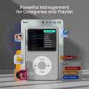 64Gb Mp3 Player with Bluetooth Y1 Portable Music Digital Players Supports Playlist Audiobook Video Nice Gadget for Kids Silver