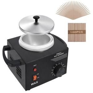 Electric Wax Warmer Machine for Body Hair Removal Hot SPA Aluminum Heater with Wooden Wax Sticks-Single Pot (Black) (16 Ounce)