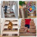 OLANLY Stair Treads Non Slip 4PCS, 8" x 30" Indoor Stair Runners for Wooden Steps, Edging Stair Rugs with Reusable Peel and Stick Adhesive for Kids Elders and Pets, Brown