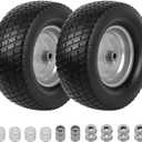 AR-PRO (2-Pack) 16x6.50-8 Flat Free Tire and Wheel, Solid Lawn Mower Tire with 3"-4.3" Centered Hub & 3/4" Bushings, Compatible with Riding Mower Graden Tractor