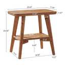 Solid Wood End Table Set of 2, Farmhouse Side Table with Storage Shelves, 11.81"D x 23.62"W x 24.02"H