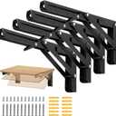 Folding Shelf Brackets 24 inch Foldable Shelf Bracket Heavy Duty Collapsible Shelf Brackets DIY Wall Mounted Fold Down Table Bracket Space-Saving for Benches Workstation (4PC, Max. Load 177 lbs)