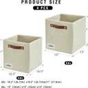 Collapsible Fabric Storage Cube Bins with 2 Reinforced PU Handles, Foldable Storage Organizer Baskets for Closet, Shelves, Living Room | 11"x11"x11", 4 Pack, Full Beige