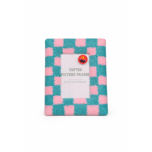 Tufted Picture Frame  Fits 4"×6" Photos Checkeredboard Pattern