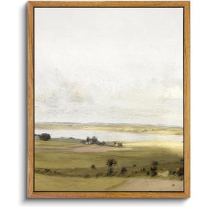VIYYIEA Framed Canvas Wall Art Home Decor, Farmhouse Decor Rolling Valleys under Clear Skies Rustic Wall Painting, Vintage Art for Bedroom Office Living Room Decor, 9"x11" (A Hilly Landscape)