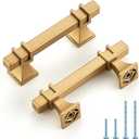 5 Pack 2-1/2 inch Gold Cabinet Handles Square Zinc-Alloy Pulls for Kitchen Dresser Closet and Bathroom Cabinets Hardware
