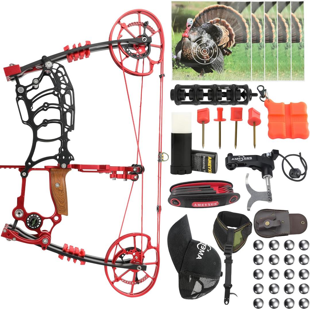 Compound Bow Set 30-70 LBS Adjustable Dual-Use Arrows Steel Balls, 60.2*33.5*8cm