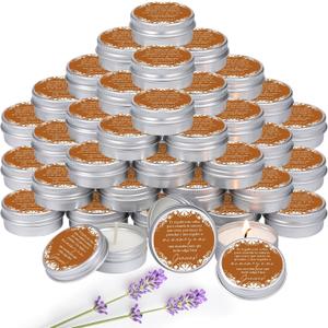 Lounsweer 50 Pcs Cielito Lindo Party Favors Mexican Jar Candles for Guests 1 oz Lavender Scented Soy Wax Candles Bulk Favors for Birthday Baby Shower Party Supplies (Orange)