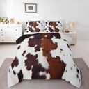Brown Cow Gifts Comforter Sets Twin Size, Highland Cow Faux Cowhide Comforter Set Bed in A Bag(1 Comforter, 1 Flat Sheet 1 Fitted Sheet 2 Pillowcases and 2 Throw Pillow Covers)