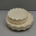 LIYH 24 Pcs Plastic Plates Reusable,Unbreakable Dinner Plates, Scalloped Plastic Plates, Dishwasher Safe,Ivory Plate Sets Perfect for Parties, Birthday, Picnics, BPA Free (12Guests)