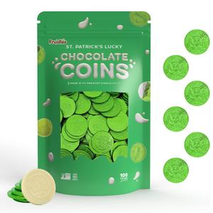 2 x Fruidles St. Patrick's Day White Milk Chocolate Coins, Green Coins, Milk Chocolate Coins (100-Pack, St. Patrick's Bag) (EXP 06/08/27)