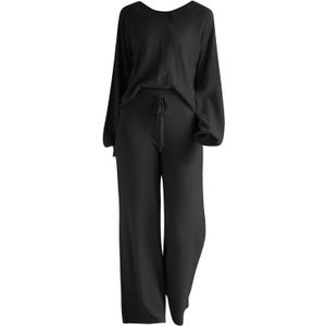 Women's Casual Two Piece Pullover Home Wear Set With Long Sleeved Drapes For A Slimming Feel Spring Thin Style Size XXXL