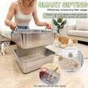 Stainless Steel Sifting Litter Box for Clumping Litter, Large Metal Sifter Litter Pan with Handle, Including Cat Litter Bag, Non-Stick, Odor Control, Easy Cleaning, (19.7" Lx13.8 Wx5.9 H)