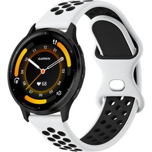 Vancle Bands Compatible with Garmin Vivoactive 4/Venu 3/Venu 2, Garmin Forerunner 265 255 Watch Band, Soft Silicone Sport Replacement Strap for Women Men (White/Black)