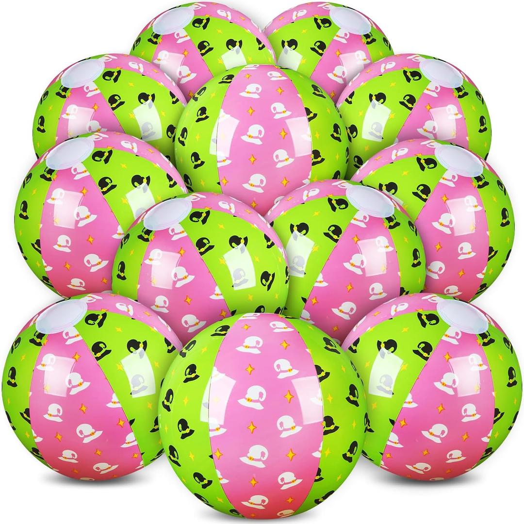 12 Pack Witch Themed Beach Ball for Kids 7.87" Bulk for Summer Pool and Beach Game Gifts Pink and Green Birthday Halloween Party Supplies and End of The Year Class Decorations Favor