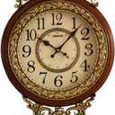 SHISEDECO Elegant, Traditional, Decorative, Hand Painted Modern Grandfather Wall Clock Fancy Ethnic Luxury Handmade Decoration, Swinging Pendulum for New Room or Office. Large. 29.5 Inch. Brown