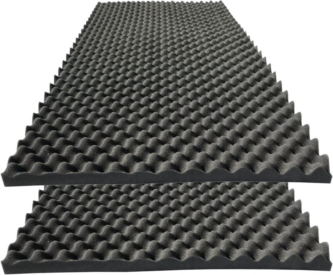 2 PCS Acoustic Panels,48''X24''X2'' Egg Crate Foam Soundproof Foam Wall Panels,High Density Fireproof Noise Cancelling Foam Studio Foam Panel,Noise (Black)