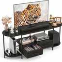 Faesun 55" TV Stand for TVs up to 55 Inches, Curved Edge Media Console & Entertainment Center with 2 Fabric Drawers, Modern TV Console Table for Living Room or Bedroom, Black