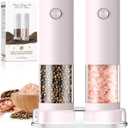 Salt and Pepper Grinder Set Birthday Gifts for Mom Automatic Battery Upgraded Larger Capacity Pink Salt Pepper Set New Apartment Gifts for Housewarming Cooking Gift