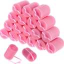 Geyoga 18 Pieces Sponge Hair Rollers Large Soft Foam Hair Styling Curlers Large Size Hairdressing Curlers for Women(Pink,1.6 x 2.8 Inches)
