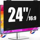 Magnetic Monitor Privacy Screen 24 inch for Frameless/Thin Bezel Computer 16:9 Aspect Ratio, Hanging Anti Blue Light Shield Eye Protection, 24in Removable Anti-Impact Privacy Protector Film