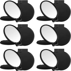 Jetec 6 Pieces Compact Mirrors Bulk Gifts Mini Vintage Pocket Mirrors for Purse Small Portable Folding Round Makeup Stuffs for Travel Daily Use Party Favors Women (Black)