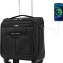 16 Inch Underseat Carry on Luggage With Wheels Soft side Lightweight Business Travel Small Suitcases Bag with TSA lock for Airlines, Men Women, Pilots Crew, Black