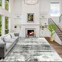 9x12 Area Rugs Washable Rug: Modern Abstract Living Room Rug Soft Anti-Skid Thin Carpet Indoor Floor Non-Shedding Carpets for Bedroom Dining Room Farmhouse Nursery Home Office Black Grey