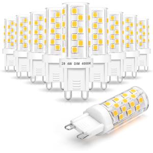 Ziomitus G9 Led Bulbs Dimmable 4W 4000k Natural White,Replace G9 40W 35W Halogen, AC120V Bi-pin G9 T4 Neutral LED Bulbs for Chandelier Wall Pendant Ceiling Lamps(10Pack)