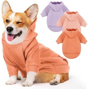 SilTriangle 3 Pcs Small Dog Winter Hoodie Warm Soft Puppy Dog Hoodie Sweatshirts with Pocket Pet Clothes for Dogs Cat Costume (M: Weight: 9.4-13.2lb,Bright Color, L)
