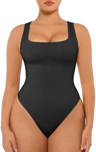 FeelinGirl Bodysuits for Women Seamless Square Neck Tummy Control Compression Thong Shapewear Bodysuit Tank Tops Bodysuit XL/XXL FeelinGirl Bodysuits for Women Seamless Square Neck Tummy Control Compression Thong Shapewear Bodysuit Tank Tops Bodysuit XL/XXL