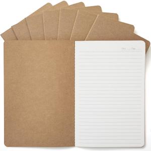 8 Pack Kraft Notebooks Bulk A5, 60 Pages Lined Ruled Journals, 8.3x5.5 Inches, Natural Kraft Cover Composition Notebooks for School Office Students Artists