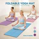 Foldable Travel Yoga Mat 72"x24"x0.24", Lightweight Non Slip Exercise Mat, Portable Folding Workout Mat for Yoga, Pilates, Stretching, Home Gym, Outdoor Fitness & Travel