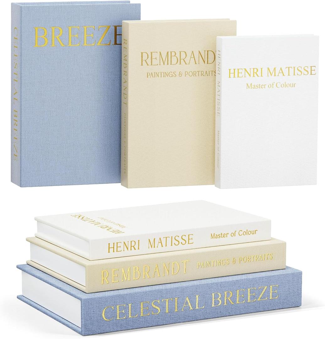 Set of 3 Decorative Faux Books for Home Decor | Linen Material, Magnetic Snap Closure, Storage Boxes for Photos & Keepsakes, For Coffee Table, Bookshelf or Mantel