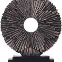 DOVDOV Black and Gold Home Decor Statue, Unique Office Decor, Round Line Medallion Statue for Room Decor, Shelf Top Decor, Entryway Entry Table, Floor Mantle Decor and Home Panel Decorations