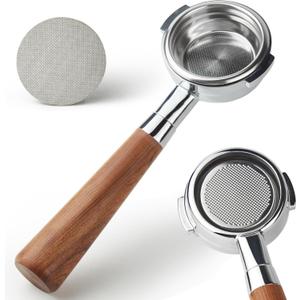 58 mm Bottomless Portafilter with Puck Screen 2 Ears Espresso Portafilter Compatible with E61 Group Head Espresso Machines,Flair 58,ECM,Rocket,Sanremo,Stainless Steel and Rosewood Handle