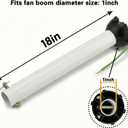 Ceiling Fan Extension Rod,Ceiling Fan Downrod with Ball Head,Downrod Extension for Fan, Outside Diameter, Boom Suitable for a Wide Range of (white, 18 Inch)