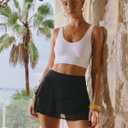 Aleumdr Women's Waistband Layered Swimdress Ruffle Swim Skirt Swimsuit Bottom (Black, S)
