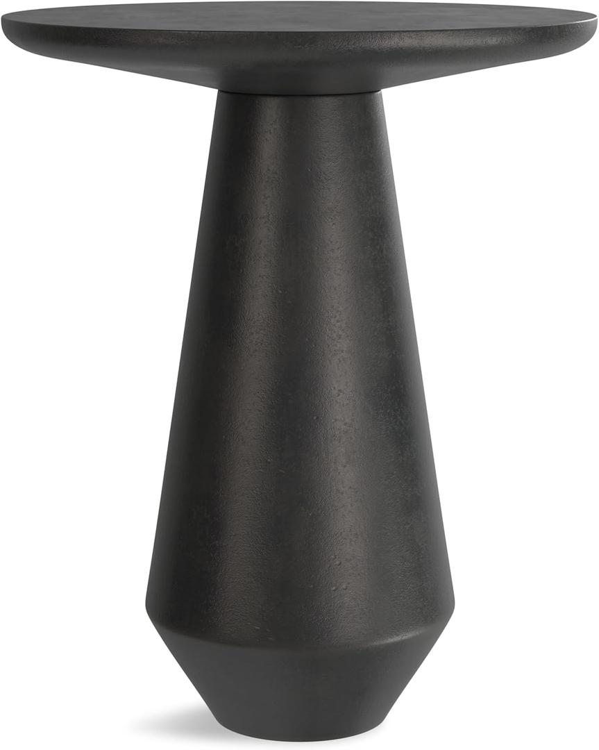 SIMPLIHOME Gloria Cast Aluminum Side Table in Graphite, 15.75-inch Round, Powder-Coated Metal Accent Table for Living Room, Bedroom, Assembled