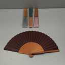 Blulu 4 Pieces Handheld Silk Folding Fan for Women Pear Wood Spanish Chinese Hand Fans Folding Vintage Crafts for Renaissance Fairs,LARP,Steampunk, Medieval,Viking,Cosplay Costumes(Forest Pink)