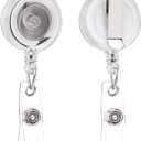 QREEL Badge Reel, Retractable Badge Holder with Belt Clip for ID Name Card (Clear Translucent, 2 Pack)