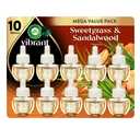 Air Wick Vibrant Plug-In Scented Oil Refills, 10 Count, Sweetgrass & Sandalwood, Air Freshener, Essential Oils, Eco Friendly